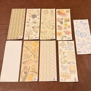 K&Company Embossed Scrapbook Floral Sticker Sheets Set of 9 NWOT